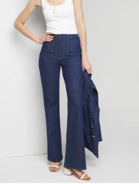 White House Black Market Dark Blue High-Rise Wide-Leg Jeans